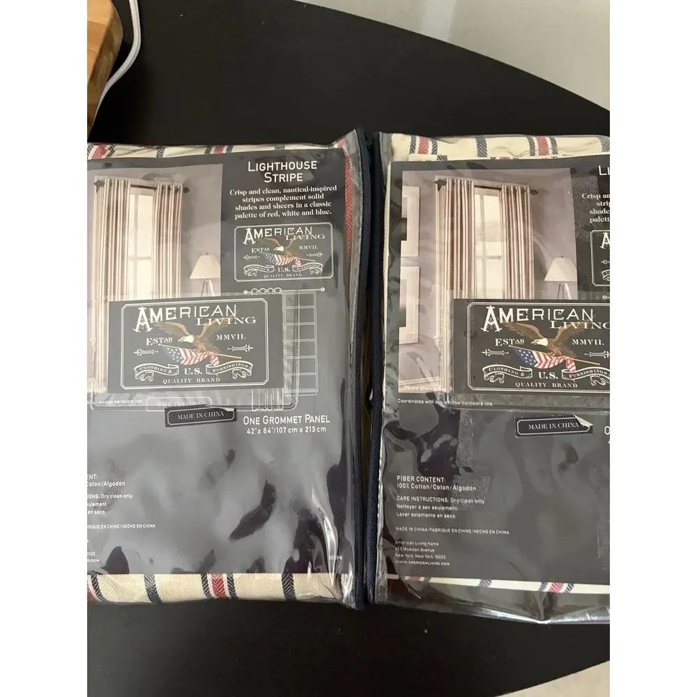 American Living Set Of 2 Lighthouse Stripe Curtain Panels